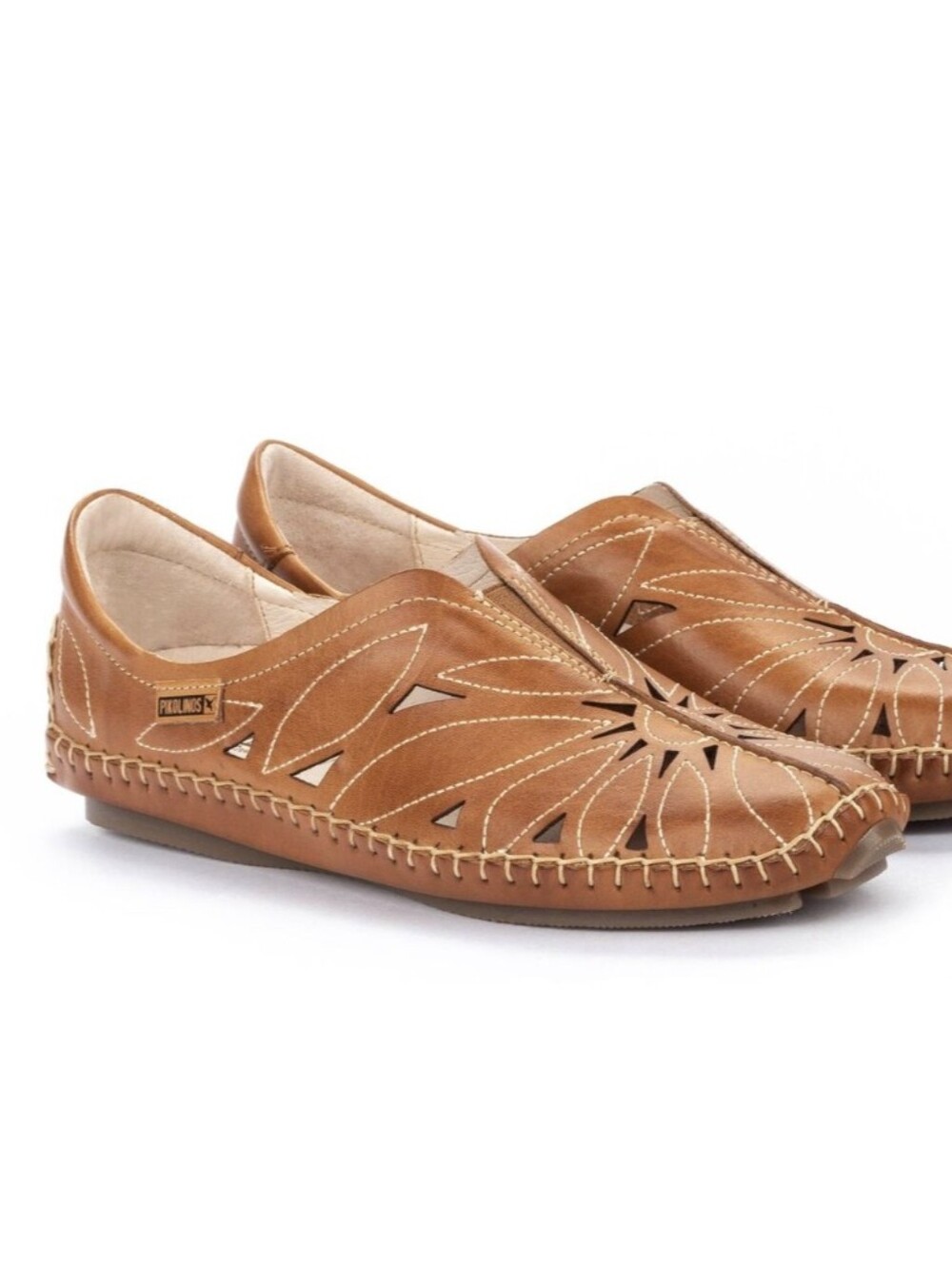 Pikolinos Jerez Women's Slip-On Moccasins Size EU 37 Brandy Leather Laser Cut